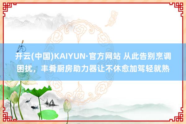 开云(中国)KAIYUN·官方网站 从此告别烹调困扰，丰肴厨房助力器让不休愈加驾轻就熟