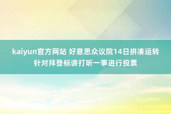 kaiyun官方网站 好意思众议院14日拼凑运转针对拜登标谤打听一事进行投票