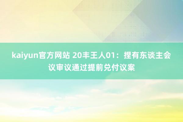 kaiyun官方网站 20丰王人01：捏有东谈主会议审议通过提前兑付议案