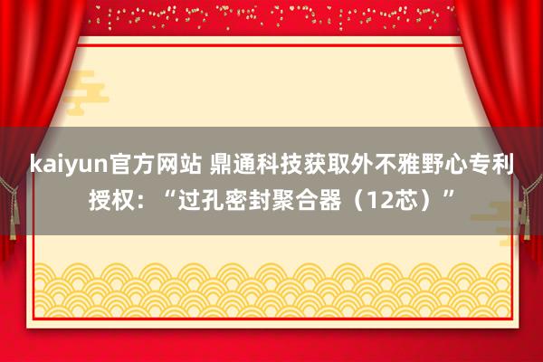 kaiyun官方网站 鼎通科技获取外不雅野心专利授权：“过孔密封聚合器（12芯）”