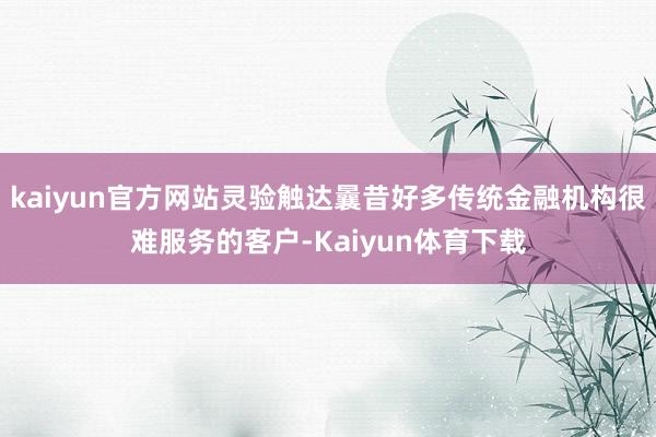 kaiyun官方网站灵验触达曩昔好多传统金融机构很难服务的客户-Kaiyun体育下载