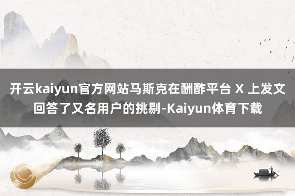 开云kaiyun官方网站马斯克在酬酢平台 X 上发文回答了又名用户的挑剔-Kaiyun体育下载